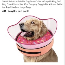 Supet Raised Inflatable Dog Cone Collar Soft Dog Cone pink 53