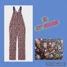 Duluth Heirloom Gardening Overalls Hedgehog Mushrooms XL Inseam 31  