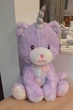 FAO Schwarz Glow Brights Plush CAT Lights Sounds PURRS 12" Lavender Purple WORKS