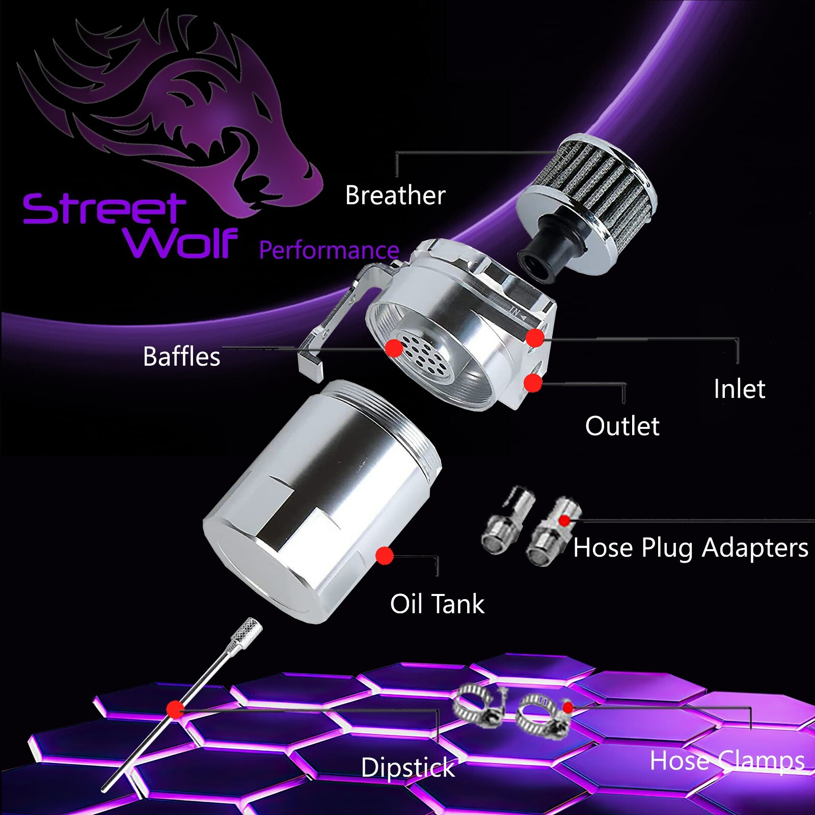 Oil Catch Can Reservoir Baffled Tank Breather Universal Silver Fits Aston Martin