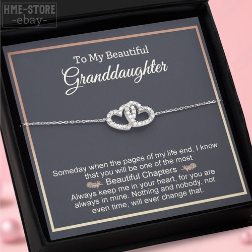 To My Granddaughter Bracelet 925 Sterling Silver Hearts Birthday Gifts