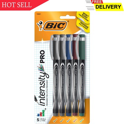 BIC Intensity PRO Permanent Marker, Fine Point, Assorted Colors, Ultra-Fade 5...