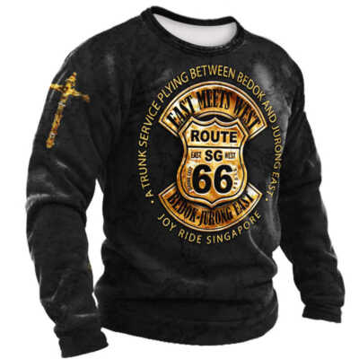 Herren Langarmshirt 3D Druck Rocker Biker Harley cool Muskel