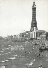 BLACKPOOL TOWER BEACH SEA SCENE  ILLUSTRATION PRINT