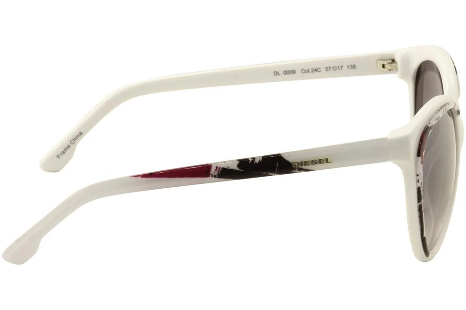 Gafas de sol Diesel DL0009 24C blancas multicolores ojo de gato gris degradado 57-17-135 mm Foto 4 de 4