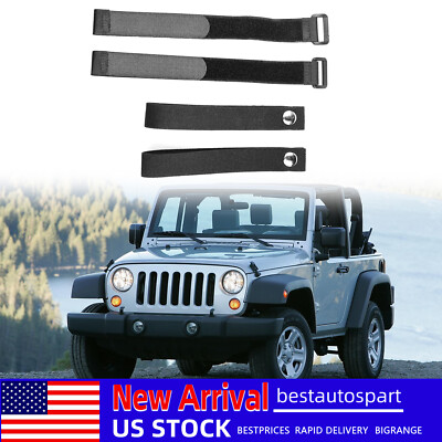 Black Soft Rear Window Roll Up Strap Kit Top Roll-Up For Jeep Wrangler JK 07-18