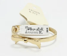 Crown & Ivy Gold Hinged Bangle Bracelet with Bow #B2076