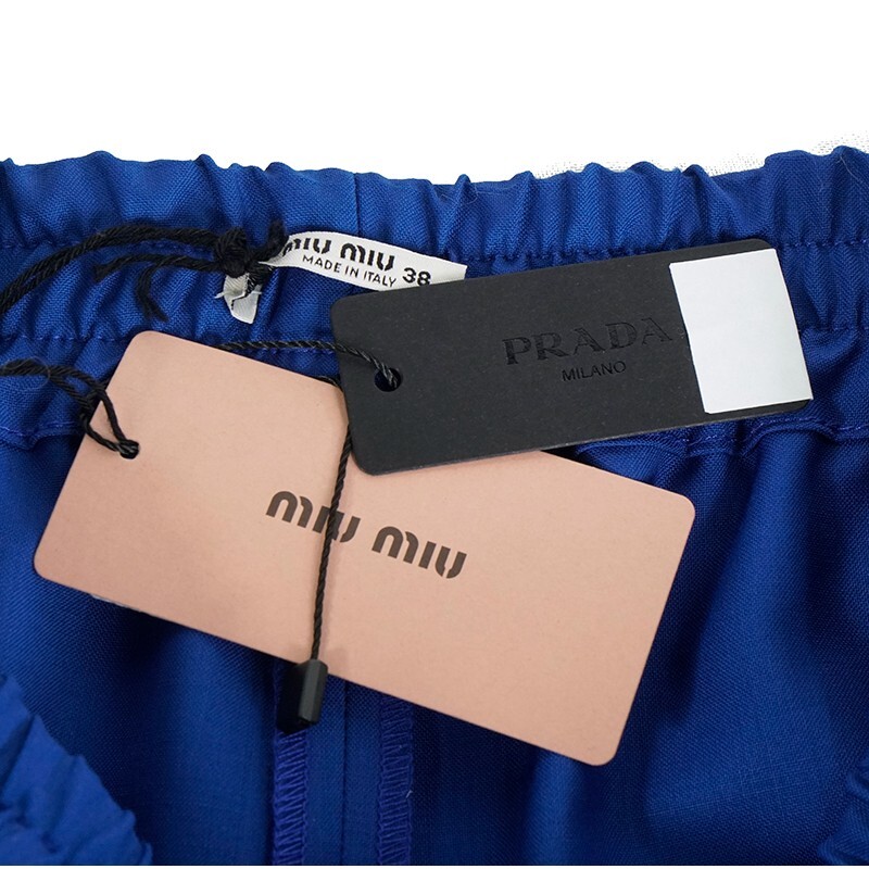sz 38 NEW $845 MIU MIU Blue WHITE SPORTY SIDE STRIPE Wool