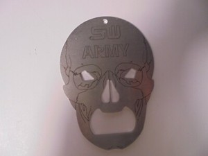 METAL SKULL HEAD WITH SW ARMY ENGRAVED ON FOREHEAD