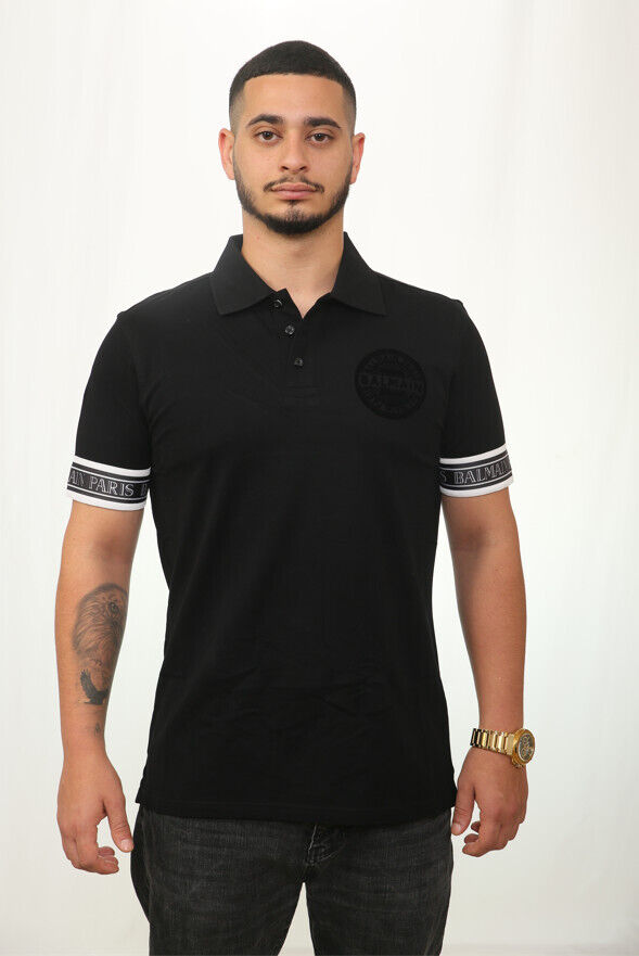 mirakel Normal tekst RRP $460 BALMAIN Polo Shirt Tape Logo Black 100% Guaranteed Authentic | eBay