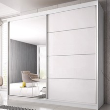 21285 Schwebeturenschrank 270 Cm Kleiderschrank Schrank Weiss Spiegel Gunstig Kaufen Ebay