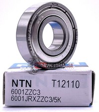 NTN 6001 ZZ C3 DEEP GROOVE BALL BEARING, METAL SHIELDED 12x28x8 mm