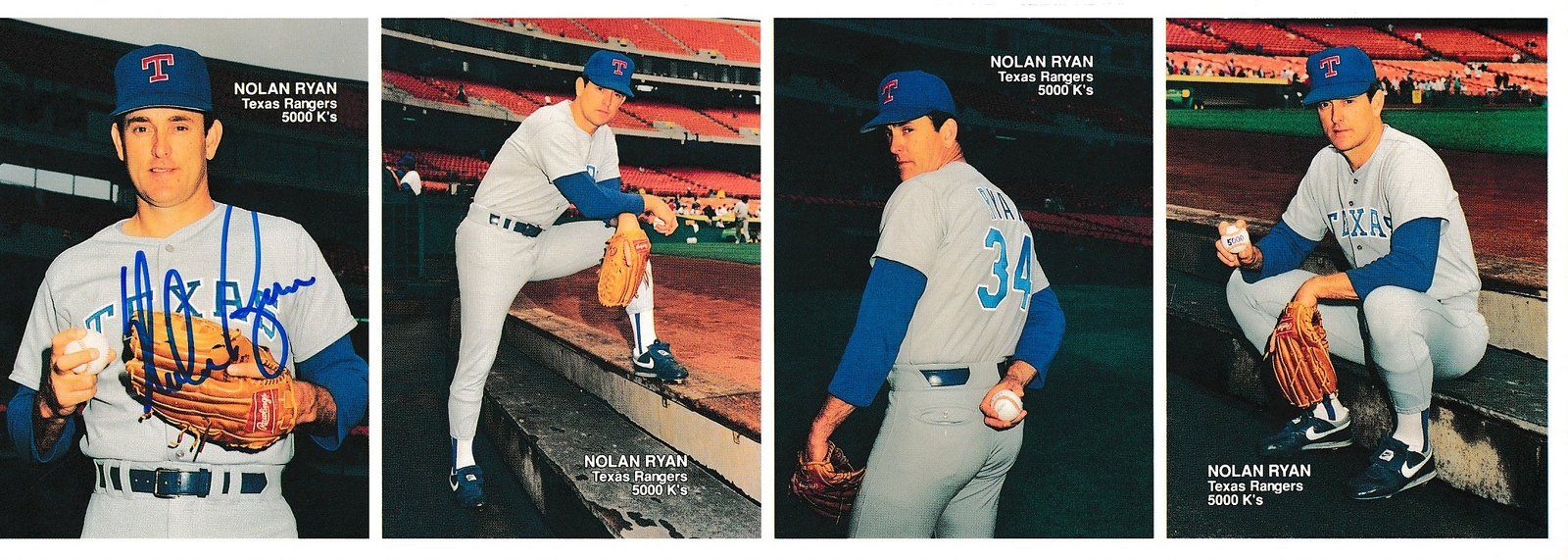 Nolan Ryan Rangers Signed 4x11.5 Card Sheet Autograph Auto PSA/DNA AF92738