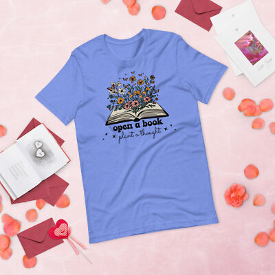 Reading Open a Book Plant a Thought Library Unisex t-shirt Made in USA