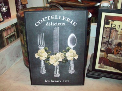 Large French Kitchen Wall Decor Plaque Chalkboard Look Paris Chic