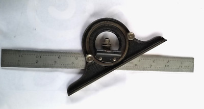 Starrett Protractor NO 12 w/ Mitutoyo SS Rule Combination Square USA JAPAN