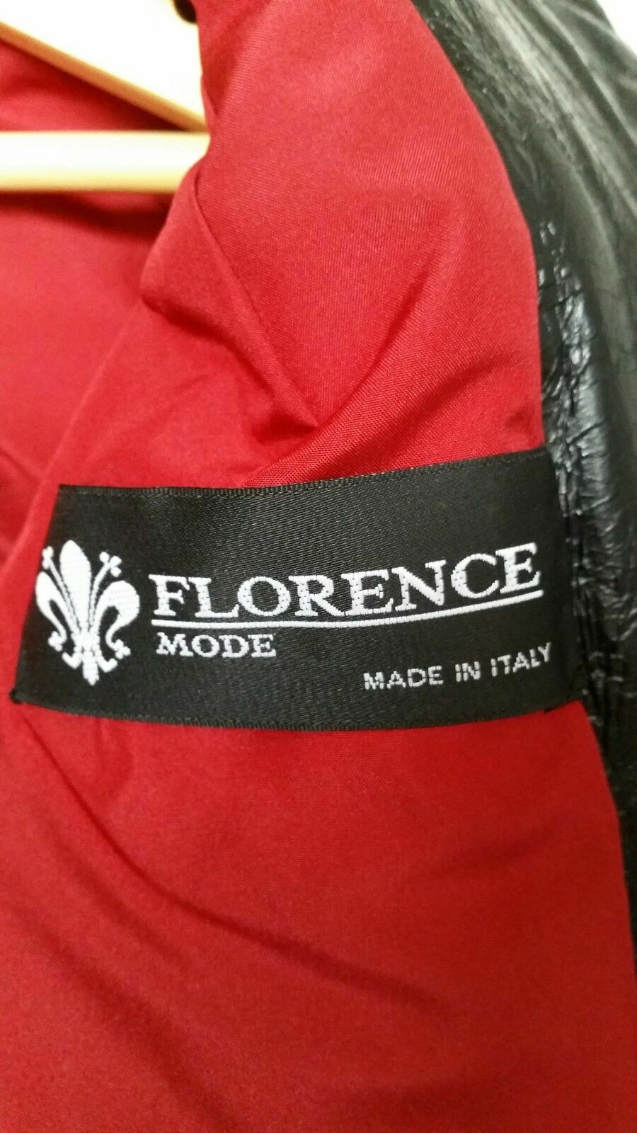 WOMEN FLORENCE MODE BLACK/burgundy JACKET REAL LEATHER  & RABBIT EMBELLISHED S-M image 8
