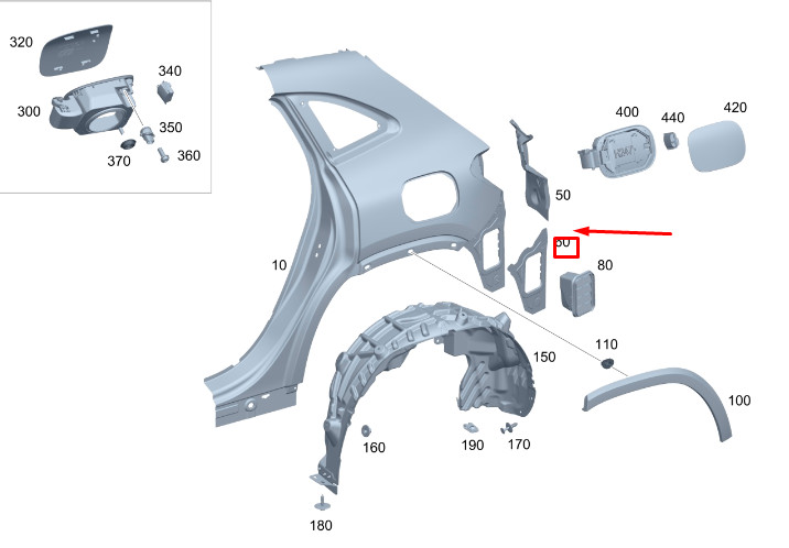 MERCEDES-BENZ GLA H247 Rear Left Side Connecting Panel A2476374501 