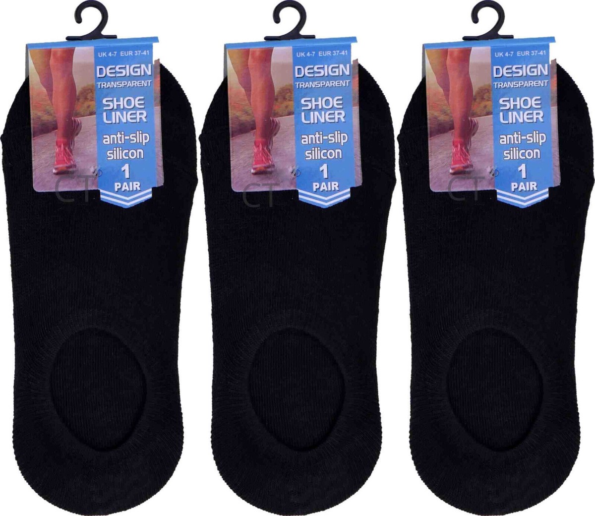 Invisible Trainer Socks No Show Shoe Liner Womens Ladies Anti Slip Silicone  4-7