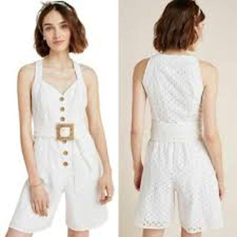 Anthropologie White Eyelet Fully Lined Romper