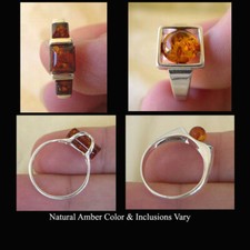 BALTIC HONEY AMBER STERLING SILVER HANDMADE MODERN RING
