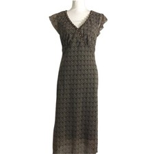 Believe womens surplice short sleeve midi dress. Sz Small brown/multi lined