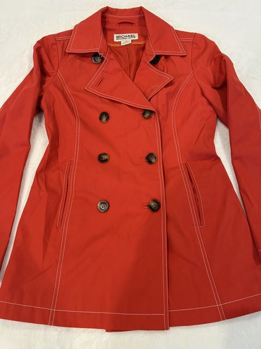 MICHAEL KORS Women's Peacoat- Orange/Red- XS- Great for RAIN,SPRING,& FALL- - Picture 2 of 8