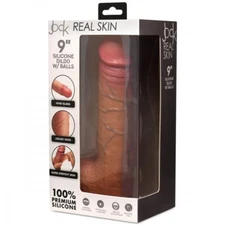 9 Inch Real Skin Silicone Dildo with Balls - Medium Adult Sex Toy