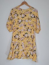 Faithfull the Brand Yellow Floral Jeanette Pomeline Dress Size US Small Womens