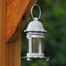 Vintage Style Glass Metal Lantern |French Country Tealight Candle Outdoor Garden