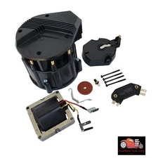 GM HEI Black Distributor Cap & Rotor SBC BBC 65K Volt Coil Module TUNE UP KIT