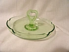 Green Depression Glass Handled Lemon Server Paden City