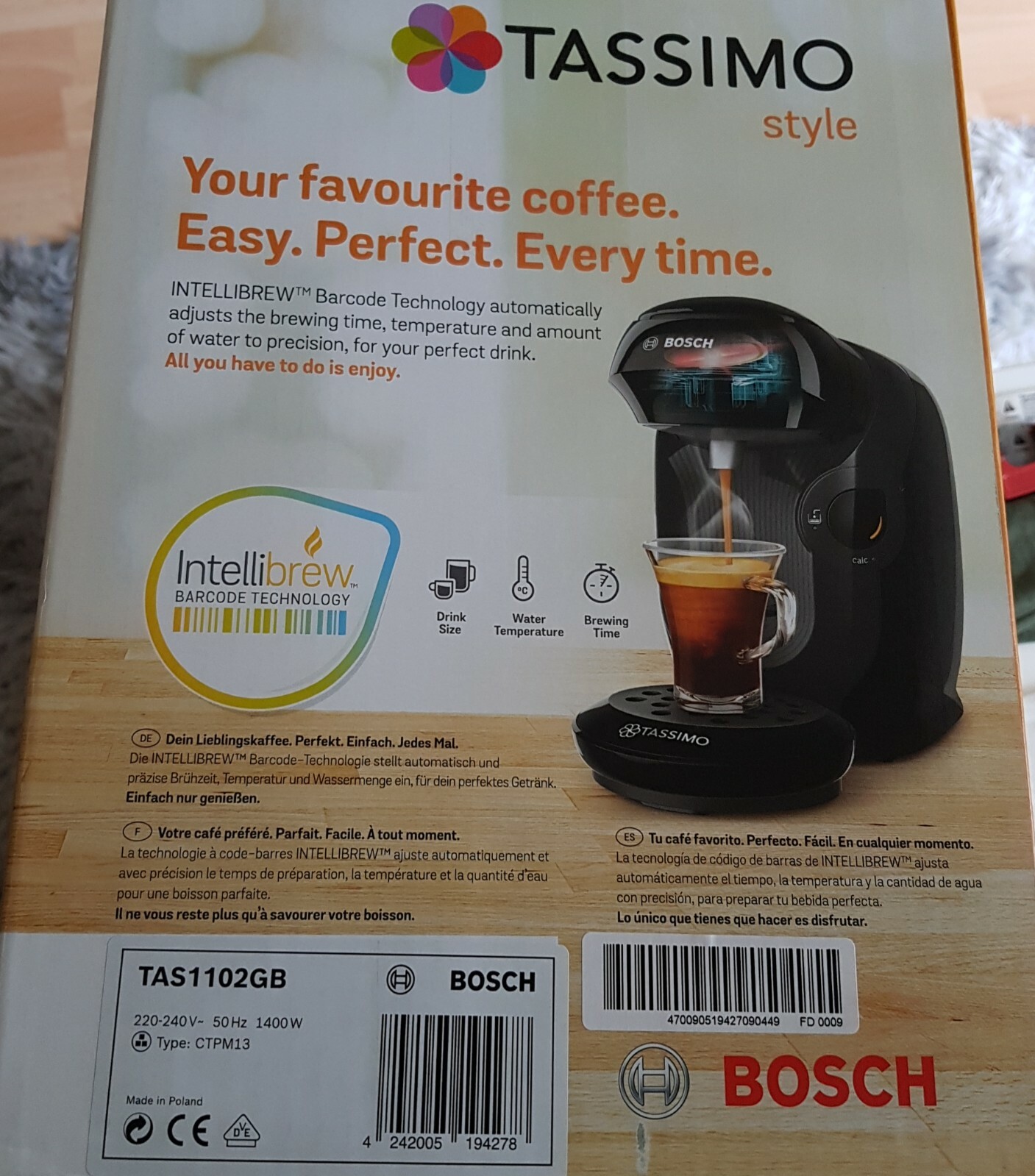 TASSIMO by Bosch Style TAS1102GB Pod Coffee Machine Black