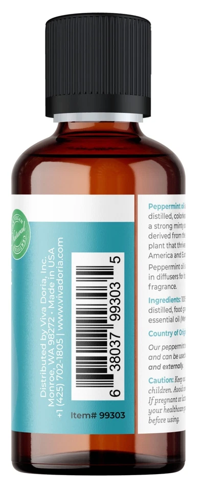 Viva Doria 100% Pure Northwest Peppermint Oil, Food Grade, 1 Fl Oz (30 mL) - Image 4 of 4