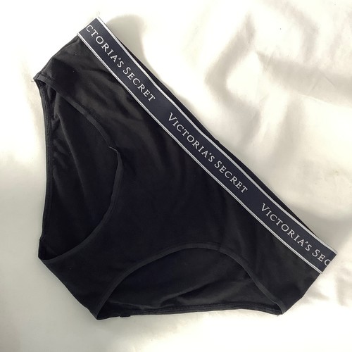 2 X Victoria’s Secret Black Logo Waistband Cotton Hiphugger Panties Size L BNWT - Picture 2 of 5