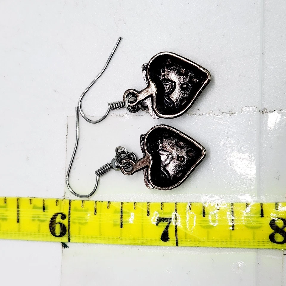 Vtg Hook Drop Dangle Silver Tone Pewter Earrings 3D Strawberry Summer Fruit - Image 4 of 4