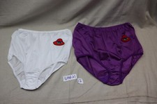 2x Vintage NYLON Panties Smart Fit Sz 7 Purple Pin-Up Retro Embroidered Red Hat