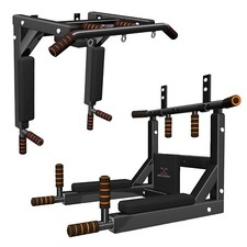 MAXSTRENGTH 2in1 Wall Mounted Pull Up Bar Dip Station Chin up Iron Bracket