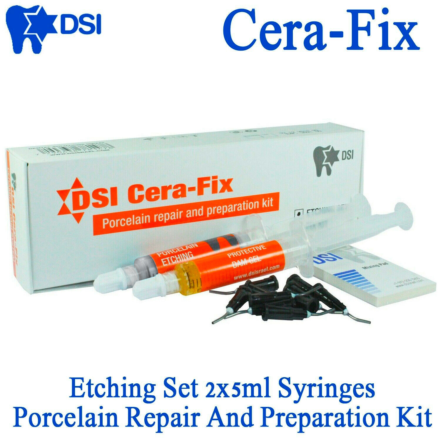 DSI CeraFix Dental Porcelain Gel Ceramic Metal Repair Kit Etch