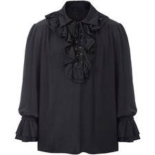 Camicia Uomo Rinascimentale Steampunk - Maniche Lunghe Con Jabot | Costume Medievale - Foto 5