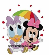 Schema punto croce Paperina e Minnie  sotto ombrello  cuore per  copertina Pdf