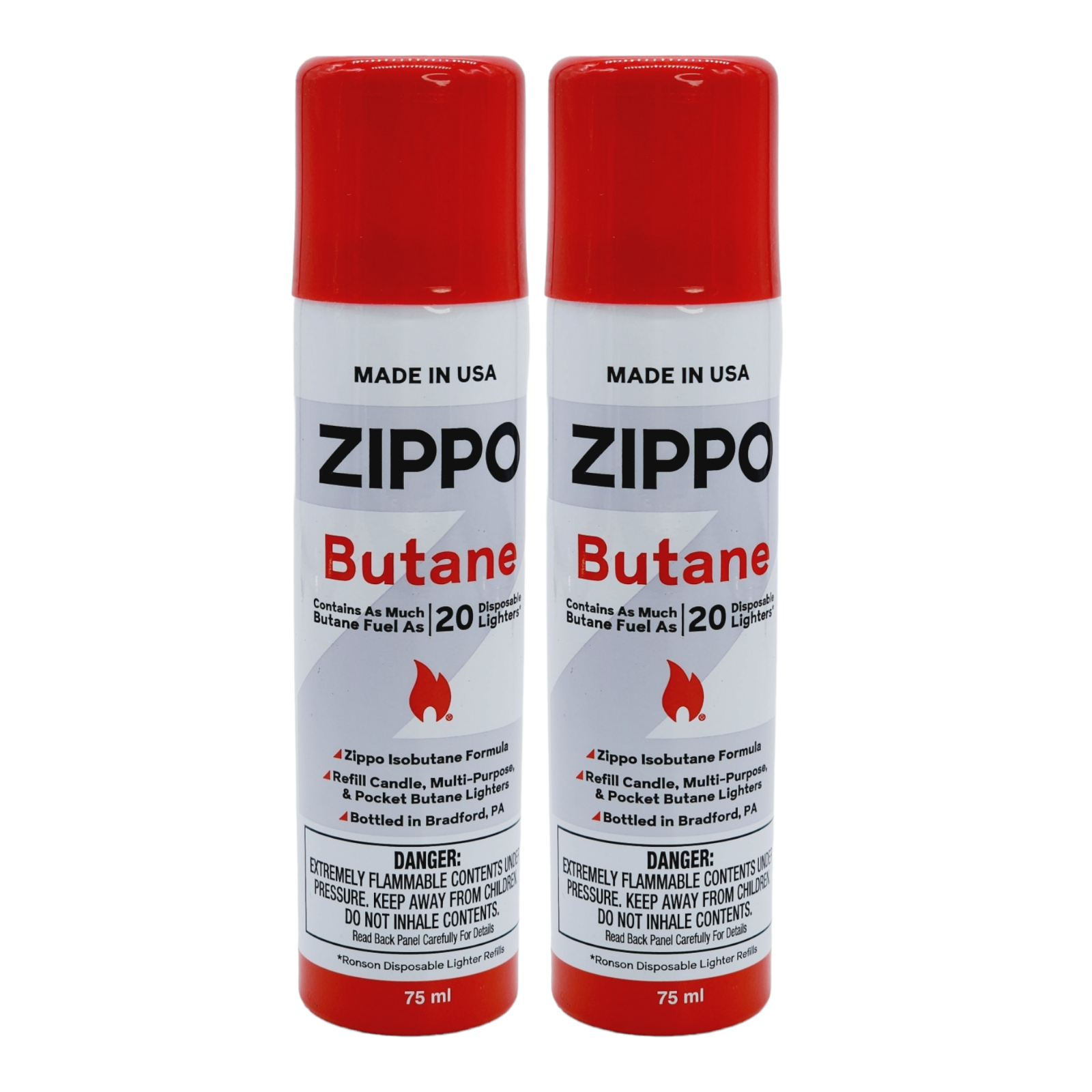 ZIPPO BUTANE FUEL 75 ml Lighter Fluid MADE IN USA 2 Pack ( packaging