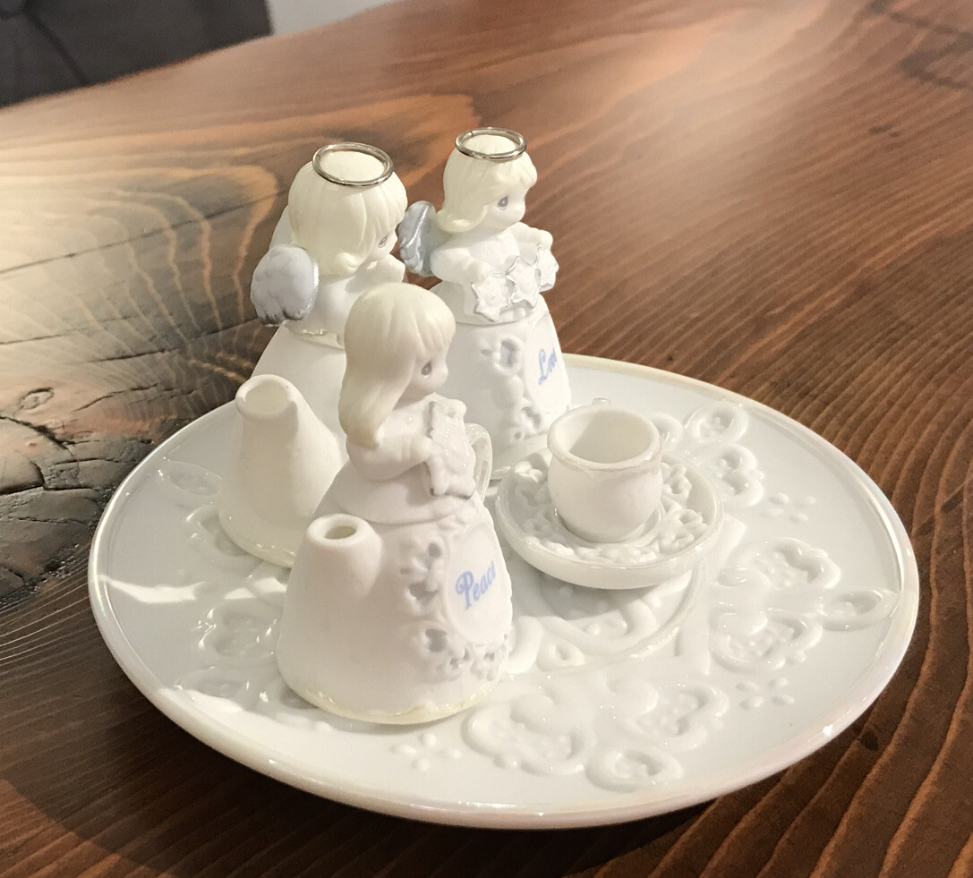 Mini Tea Set Precious Moments 1999 Snow Angel Love Peace Joy 10 Piece ...