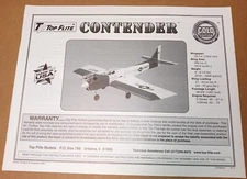 Hobbico Top Flite Contender 60 Scale Manual Instruction Book - New! CTD6P03