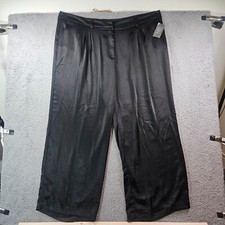 $119 NEW Vince Camuto Dress Pants Women 24w Wide Leg Satin Pleated Front Black