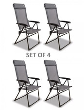 4 x Quest Camping Caravan Garden Hygrove Recline Reclining Chair GREY F2090