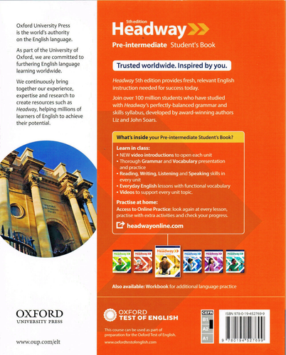 Oxford HEADWAY Pre-intermediate FIFTH / 5th EDITION Student's Book w Online @NEW - Imagen 2 de 2