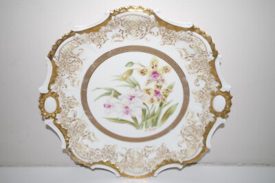 AA 7/8 Antique Limoges Ovington Brothers DISH Gold Encrusted Plate Ornate Floral