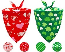 Valentine's  St. Patrick's Day Dog Bandana Set 2PCS X-Large Multi-colored