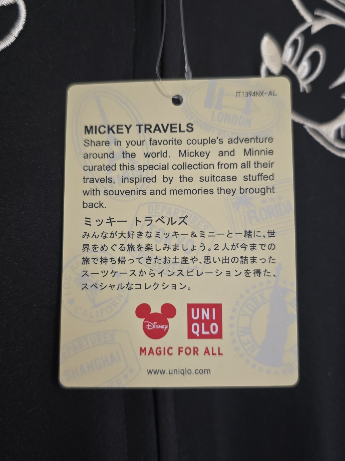Uniqlo x Disney Bomber Jacket Mens XS Black Satiny Mickey Mouse World Tour RARE thumbnail 5